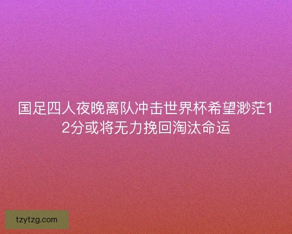 国足四人夜晚离队冲击世界杯希望渺茫12分或将无力挽回淘汰命运